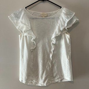 Sezane White Ruffle Shirt
